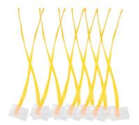 DIYEAH 100Pcs Reusable Vegetable Mesh Bags Yellow Breathable Produce Netting with White Label for Home Shopping and Storage of Onions Potatoes Garlic Washable Foldable Food Storage