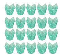 DIYEAH 100pcs Tulip Cupcake Wrappers Muffin Liners Decorative Disposable Food-Grade Paper Baking Cups Green for Diner Restaurant