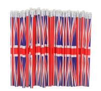 DIYEAH 100pcs UK Flag Pencils British Flag Pencils Patriotic with Erasers Union Jack Wood for Kids Toddlers Classroom Prizes Party Favors