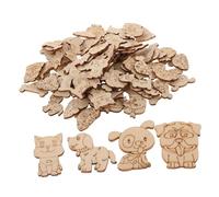 DIYEAH 100pcs Unfinished Wooden Animal Cutouts Pet Dog Craft Slices for DIY Coloring Sturdy Smooth Wood Embellishments for Home Decor Party Painting and Creative Handicrafts