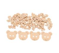 DIYEAH 100pcs Unfinished Wooden Bear Buttons for DIY Crafting Cartoon Animal Shape Natural Wood Color for Sewing Scrapbooking and Fine Motor Skill Development