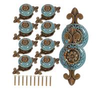 DIYEAH 10pcs Antique Bronze Cabinet Knobs with Glass Accents Vintage Style Furniture Pulls for Wardrobe Dresser and Kitchen Cabinets Ethnic Influence Decorative Handles