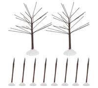 DIYEAH 10pcs Christmas Village Accessory Bare Branch Mini Tree Decor Artificial Plant For Craft Xmas Train Winter Railroad Scenery Holiday Decorations