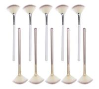 DIYEAH 10pcs Fan-shaped Powder Brush Set for Precise Application with Fiber and Wood Handles, Portable Makeup Applicator Brushes for On-the-go Touch-ups and Travel