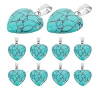 DIYEAH 10PCS Heart Stone Charms: Crystal Chakra Stone Pendant Love Heart Shape Quartz Gemstone Charms Pendants for Jewelry Making