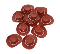 DIYEAH 10pcs Mini Cowboy Hats for Dolls Stylish Rhinestone Decorated Plastic Western Cowgirl Hats for Dollhouse Fun