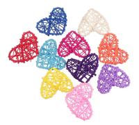 DIYEAH 10pcs Mixed Color Heart Shape Rattan Ball Decorations Nordic Style Woven Ornaments for Wedding Centerpieces Home and Party Decor Reusable and Eco-friendly Color