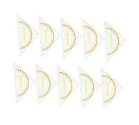 DIYEAH 10pcs Multifunctional Triangle Ruler Set with Handle for School and Office Transparent Plastic Protractors for Precise Geometry Measuring Lightweight Drafting Tools for Students