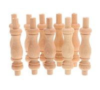 DIYEAH 10PCS Solid Wood Baluster Spindles with Roman Carvings Unpainted Decorative Posts for DIY Staircase Garden and Furniture Crafts Wooden Railing Enhancements for Home Improvement