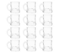 DIYEAH 12 Pcs Mini Beer Mug Shot Glasses for Miniature Gathering 30ml Clear Mini Glasses Mug Shot Cups Novelty Beer for Home Pub Games