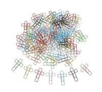 DIYEAH 120pcs Small Paper Clips: Cross Heart Shaped Paperclips - Mini Metal Cute Bookmark for Christian Bible Study - Metal Clamps for Office Document Note