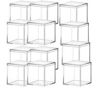 DIYEAH 12pcs Acrylic Cube Storage Boxes with Lid, Small Candy Organizer and Jewelry Container, Simple Appearance Design, Easy to Decorate, for Homes and Offices