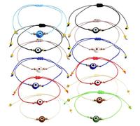 DIYEAH 12pcs Adjustable Evil Eye Bracelet for Women, Comfortable Fabric Rope Friendship Bracelet with Colourful Woven Design, Minimalist Style for Casual Dress and Color
