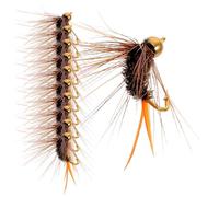 DIYEAH 12pcs Copper Head Nymph Fly Fishing Hooks Set, Buoyant Artificial Lures for Bass Trout Salmon, Outdoor Lakes Fishing Tackle Kit