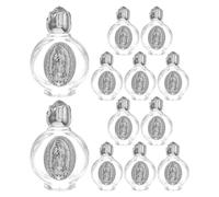 DIYEAH 12pcs Glass Holy Water Bottles Catholic Embossed Decorative Bottles 15ml Refined Texture Sacred Ritual Enhancement for Christian Baptism Ceremonies