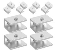 DIYEAH 12pcs Glass Shelf Bracket Shower Brackets, Heavy Duty Rectangle Clamp Holder for 8-10mm Glass Shelves, Wall Mount Clamps Clip Support Hardware