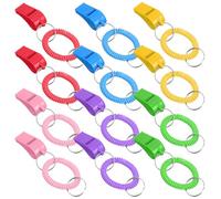 DIYEAH 12pcs Loud Plastic Whistles for Coaches Referees Sports Training with 6 Colors Red Yellow Blue Green Purple Pink Suitable for Outdoor and Emergency Use