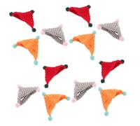 DIYEAH 12pcs Mini Knitted Beanie Doll Hats Handmade Crochet Wool Yarn for DIY Craft Projects Pet Headwear Birthday Party Accessories Red Orange Grey