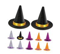 DIYEAH 12pcs Miniature Witch Hats for Crafts Lightweight Felt Small Cone Caps in Black Gray Purple Orange Tiny Halloween Decor for Dollhouses Hair Accessories DIY Party Favors and