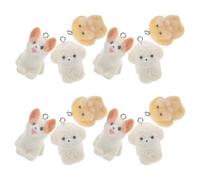 DIYEAH 12pcs Resin Flocking Cute Cartoon Dog Charms for DIY Creativity Boost, Stable Mini Puppy Pendants for Keychains and Necklace Making