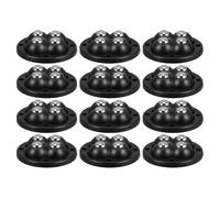 DIYEAH 12pcs Self-adhesive Mini Swivel Casters with 4-ball Bearings, Black Plastic Furniture Wheels for Small Appliances and Household Mobility, Universal Sticky Pulley Set for Kitchen
