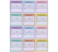 DIYEAH 12pcs Self-Stick Note Pad: 2.9in Portable Multi-Colored Book Review Notepads, Preprinted Book Review Card for School Teaching Reading Club Office
