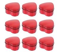 DIYEAH 12pcs Small Red Heart Shaped Decorative Tinplate Candy Boxes Solid Packaging Case for Wedding Favors Valentine's Day Packing Containers