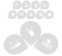 DIYEAH 12pcs White Pet Coffee Decorating Stencils with Diverse Designs for Latte Art and Sprinkling Cinnamon, Baking Tool Suitable with Polishing Process Finish