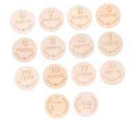 DIYEAH 14pcs Wooden Monthly Cards Photography Props Newborn Milestone Decor Month Photo Props for Growth Tracking