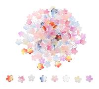 DIYEAH 150pcs Flower Beads: Gradient Cherry Blossom Glass Petal Beads - Flower Spacer Caps - Clear Five-Petal Caps For Diy Bracelets And Jewelry Crafts