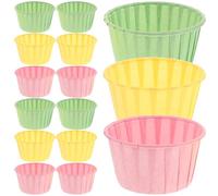 DIYEAH 150pcs Mini Cupcake Liners Baking Cups Set, Grease-Resistant Food Grade Paper Muffin Cases in Green Yellow Pink, Oven-Safe Wrappers for Birthday Party and Picnic