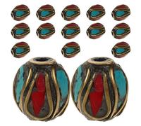 DIYEAH 15pcs Tibetan Beads: Handmade Tibetan Buddha Brass Spacer Beads Ancient Style Buddhist Charms Column Spacers for DIY Jewelry Bracelets Necklaces Earring Crafts