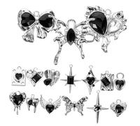 DIYEAH 16Pcs Dark Alloy Jewelry Charms for DIY Jewelry Making Darkness Design Pendants for Necklaces Bracelets and Earrings Decorative Accessories