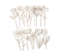 DIYEAH 16pcs Wooden Wildflower Decor Set Floral Signs and Stems Rustic Wood Flower Cutouts for DIY Home Wedding Office and Boho Art Projects Craft Bouquet