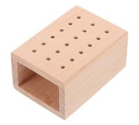 DIYEAH 18-hole Nail Drill Bit Storage Stand Wooden Bur Holder Block Compact Tool Organizer for Salon Supplies and Home Nail Art Practice