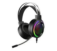 DIYEAH 1Pc Wired Rgb Head Mounted Gaming Headset with Microphone Luminous Over Ear Headphones for PC Switch Noise Isolating Design Comfortable Fit for Gamers Black