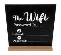 DIYEAH 1pcs WiFi Password Sign Chalkboard Sign 9.8x6.3x0.8inch Wooden Base Writable Plaque Elegant Design Black Office Home Decor
