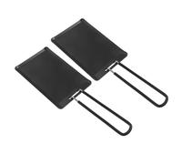 DIYEAH 1Set Portable Stainless Steel Grill Plate Handheld Griddle Pan for Camping Durable Flat Bottom BBQ Tray with Removable Handle Compact Outdoor Cooking Essential