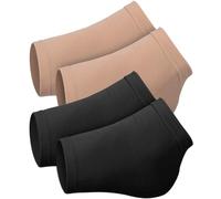 DIYEAH 2 Pairs Skin Tone and Black Moisturizing Heel Protectors for Men and Women, Washable Portable Heel Braces with Comfortable Replaceable Foot Supports for Foot Health and Crack