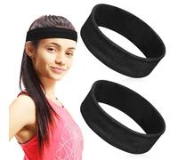 DIYEAH 2 Pieces Black Sweat-wicking Yoga Headbands for Men and Women, Thin Moisture Absorbing Gym and Running Headband, Unisex Workout and Basketball Sweatbands