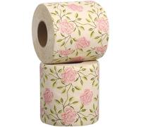 DIYEAH 2 Rolls Rose Print Toilet Paper Floral Decorative Bamboo Pulp Tissue Rolls for Bathroom Use, Natural Color Creative Pattern Disposable Napkins for Home and Hotel