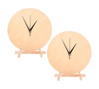 DIYEAH 2 Set DIY Wooden Clock Making Kit - 20cm Round Blank Clock Face to Decorate - Includes Hands & Display Stands - Wooden Blank for Crafts, Kids' Bedrooms & Personalised