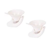 DIYEAH 2 Sets White Ceramic Tea Infuser Strainers for Loose Leaf Tea Brewing Suitable for Jasmine Oolong