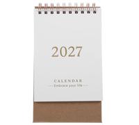 DIYEAH 2027 Desktop Calendar White Spiral Bound Standing Desk Calendar for Office and Home Use with Stability and Ink Bleeding Prevention, Modern Minimalist Paper and Metal Design