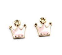DIYEAH 20PCS Crown Shape Charms for Jewelry Making DIY Alloy Pendants for Bracelets Earrings and Keychains Pink Unique Accessories for Eye Catching Crafts