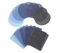 DIYEAH 20PCS Denim Iron on Patches: Oval and Rectangle Fabric Applique Patches Inside & Outside Self-Adhesive for Jeans Repair Decorating