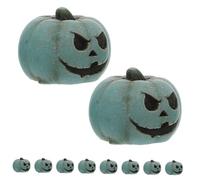 DIYEAH 20pcs Miniature Green Resin Pumpkin Figurines with Laughing Faces Fall Desk Decor and Pumpkin Centerpieces for Halloween Thanksgiving Autumn Harvest Home Decorations