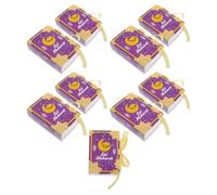 DIYEAH 20pcs Purple Eid Mubarak Candy Packaging Boxes, Book Shaped Paper Boxes for Ramadan Party Favors, Middle East Decorative Storage Organizer for Sweets and Presents