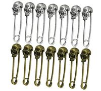 DIYEAH 20Pcs Skull Safety Pins Alloy Skull Charm Pins for Clothes