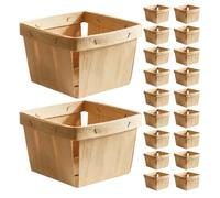 DIYEAH 20pcs Wooden Berry Basket, 10.2x6.5" Rustic Fruit Picking Basket